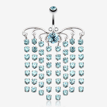 Sparkling Curtain Chandelier Belly Ring-Aqua